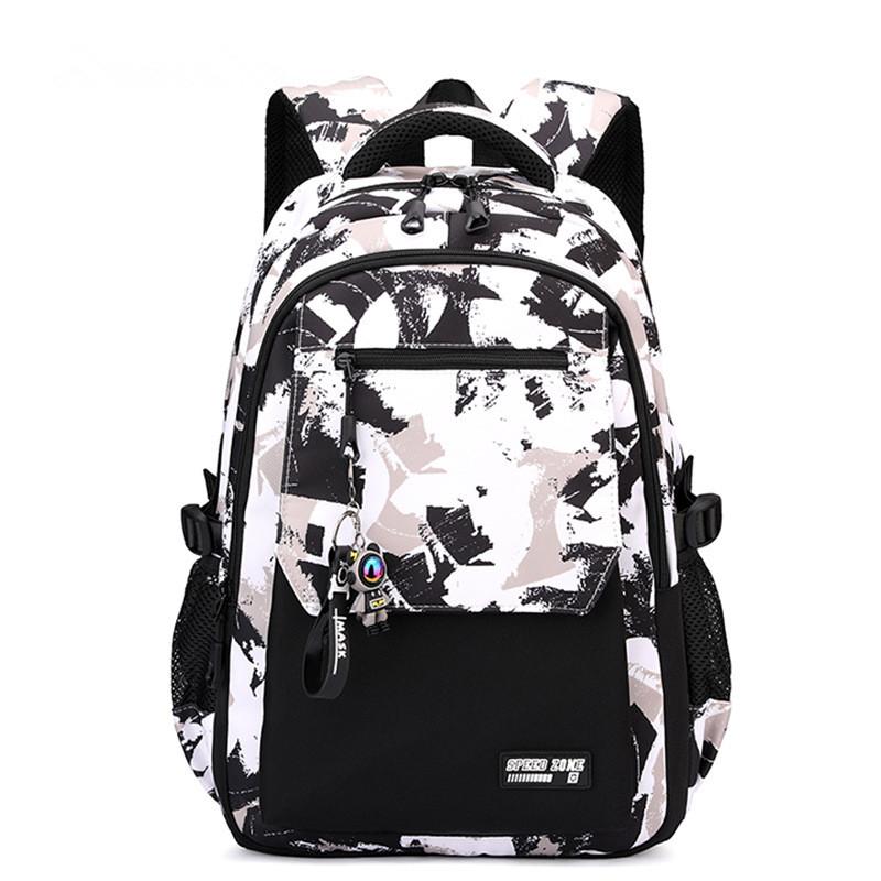 Nueva Mochila Impermeable para Hombre Apta para Portátil de 15,6 Pulgadas Estampado Graffiti Mochila para Mujer Oxford Viaje Bolso Masculino Mochila Escolar Vintage black