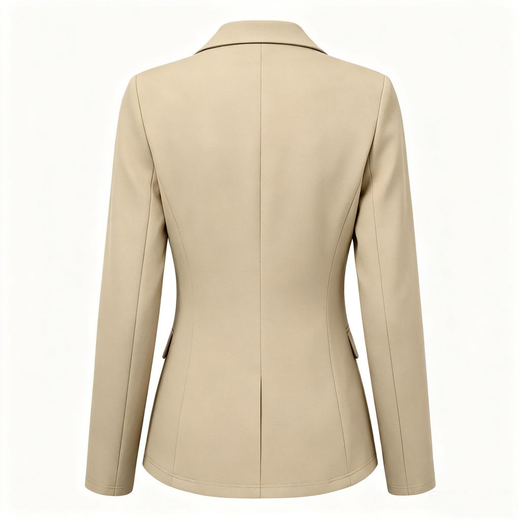 Women's Business Casual Loose Fit Solid Color Lapel Collar Front Button Long Sleeve Blazer Jacket Suitable for Office and Daily Wear