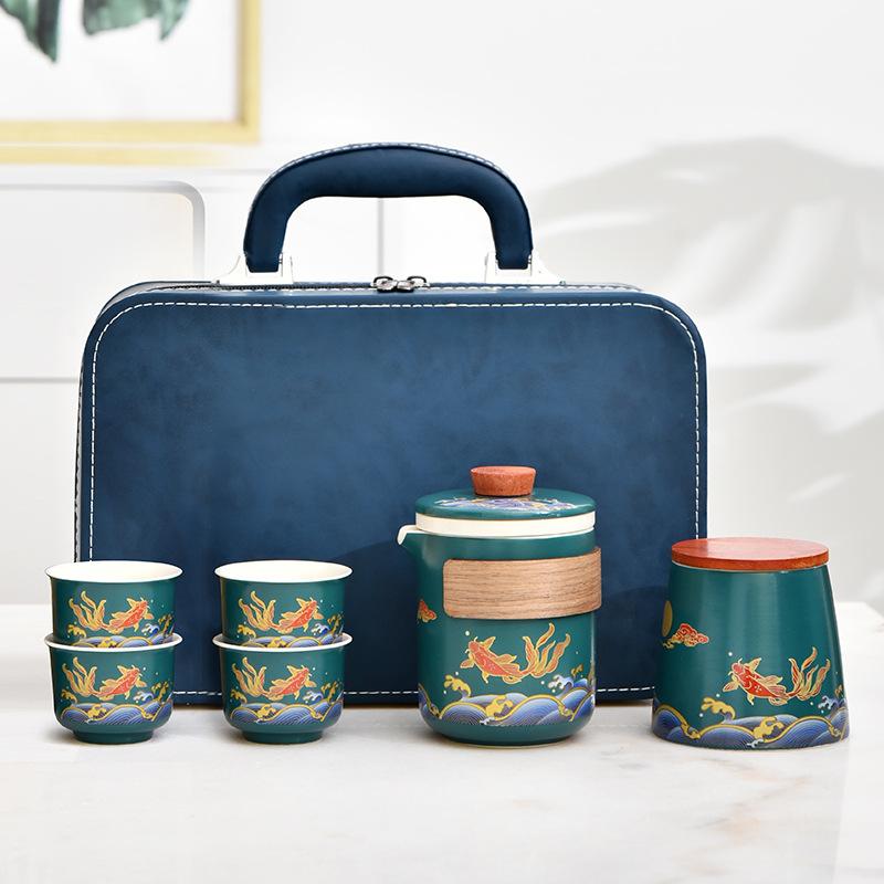 Creative Ceramic Kung Fu Travel Tea Set Portable Kuaike Cup Company Business Gift Box