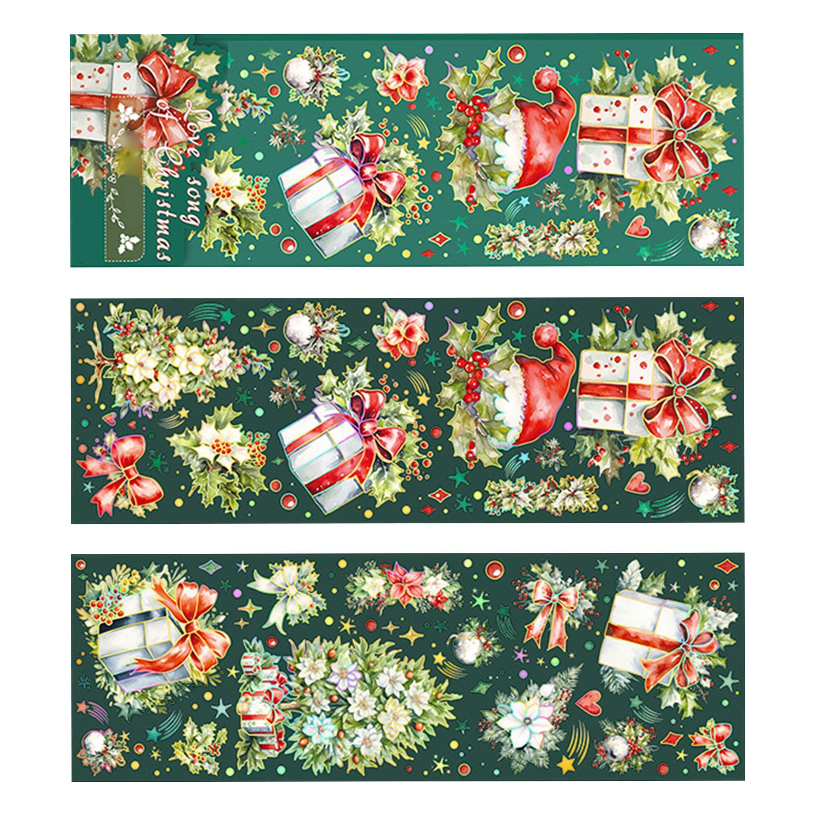 

2 листа рождественских наклеек для скрапбукинга PET легко отрывающиеся цветочные рождественские наклейки для скрапбукинга