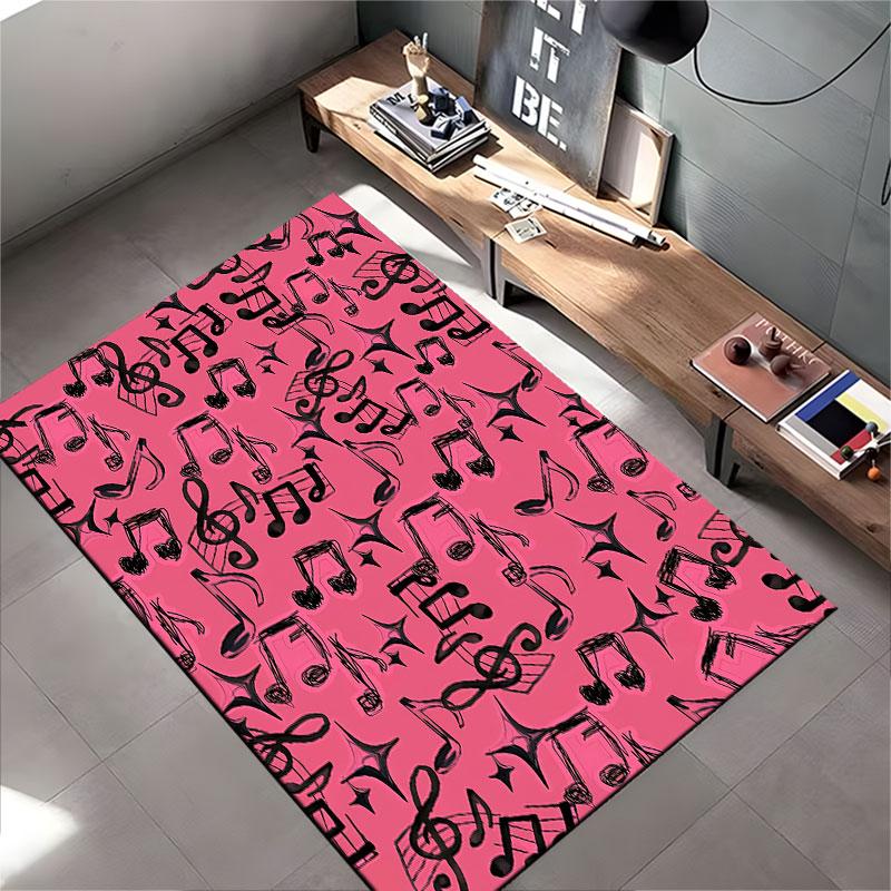 Musical Notes Pink Pattern Carpet suitable as a non-slip mat for the living room or bedroom sofa