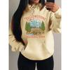 Yellow Stone National Park Printing  Hoodies Women Fleece All-Match Streetwear Y2K Pocket Hoody Autumn Casual Woman Clothing
