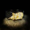 Flower Hollow Shape Bracelet Inlaid with AA Zircon Black Gold Two Color Women's Ring
