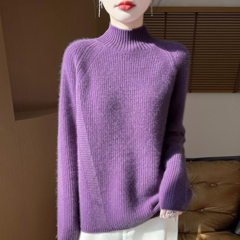 Women Sweater 100% Wool MODERN NEW SAGA Turtleneck Knit Pullover Thick Winter Jumpers Female Knit Tops