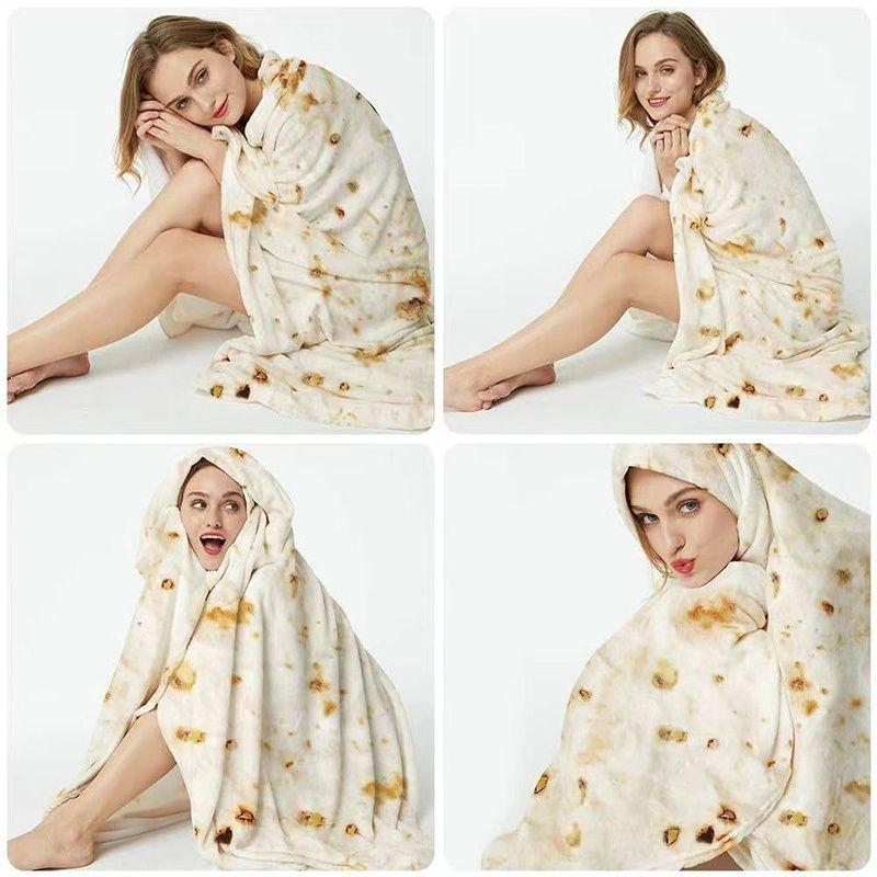 Flannel High-Definition Indian Flatbread Print Pancake Blanket