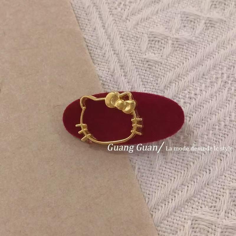 Red Plush Christmas Snowflake Cat Hair Clip for Women - Sweet & Versatile Style