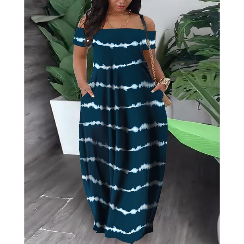 Summer Fashion Casual Sexy Print Off-the-shoulder Dress