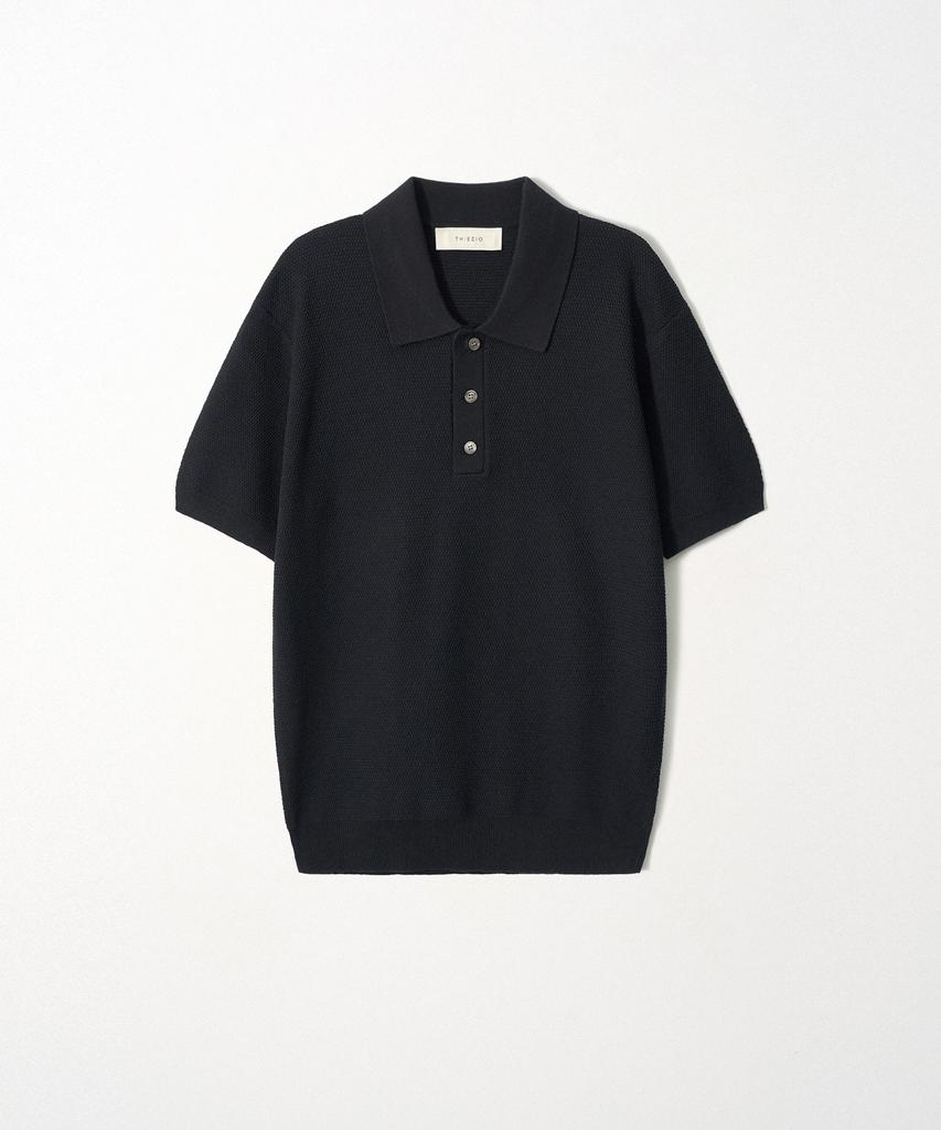 EZIO Textured Collar Knit_Navy