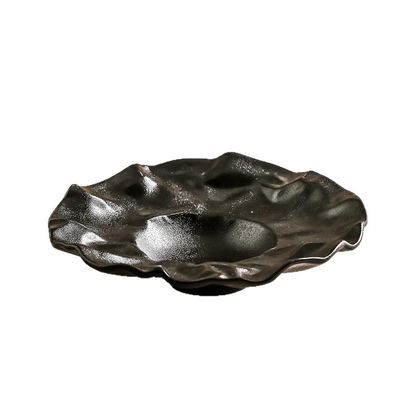 Large Japanese Ceramic Pleated Salad Plate - High-End Elegant Tableware