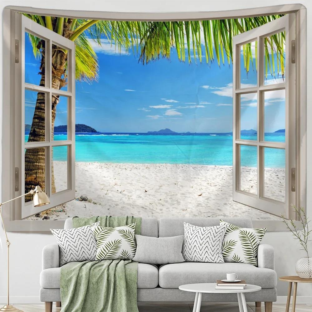 Window Woods Landscape Wall Decoration Tapestry Home Living Room Tapestry