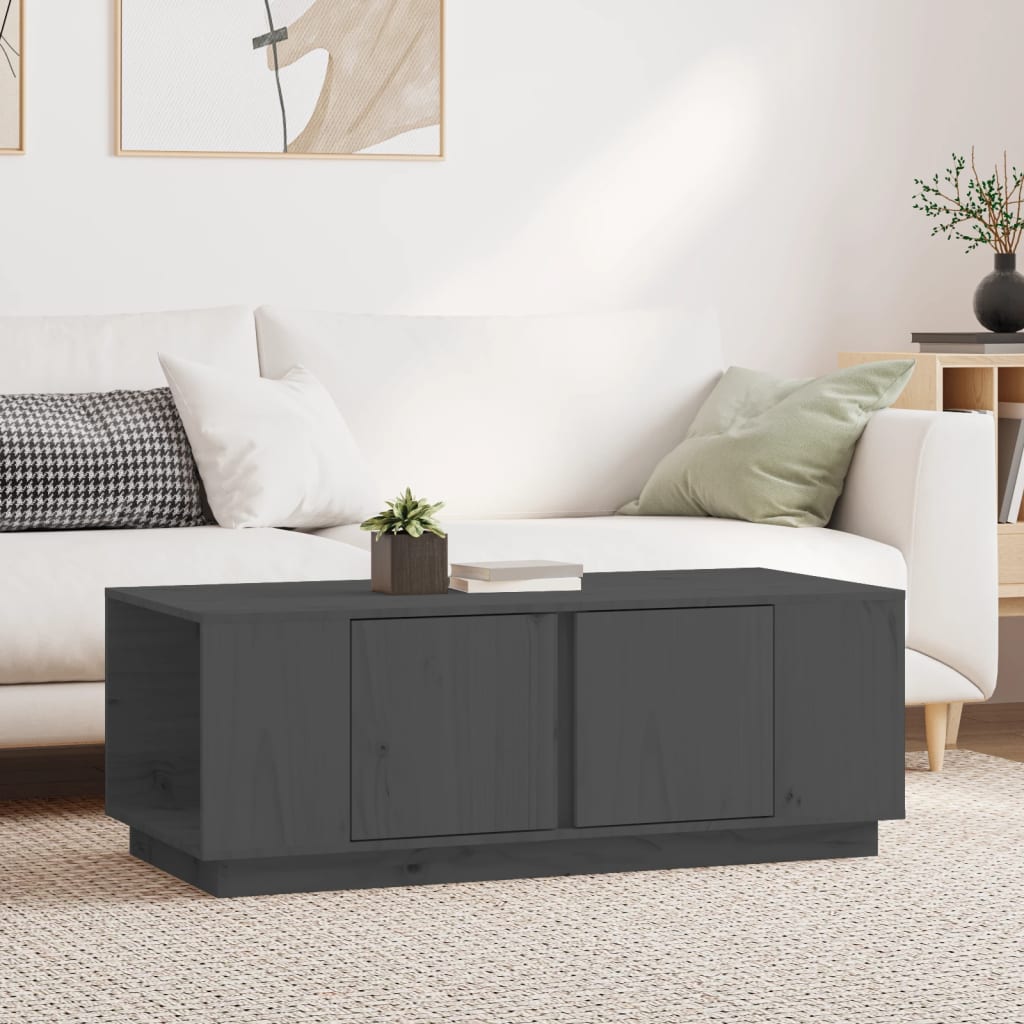  Stolik kawowy, szary, 110x50x40 cm, lite drewno sosnowe