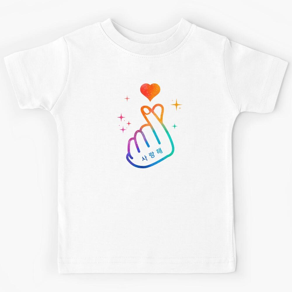 Korean Finger Heart - Colorful Style - K-Pop, K-Drama, and K-Fashion Lovers Kids T-Shirt 160