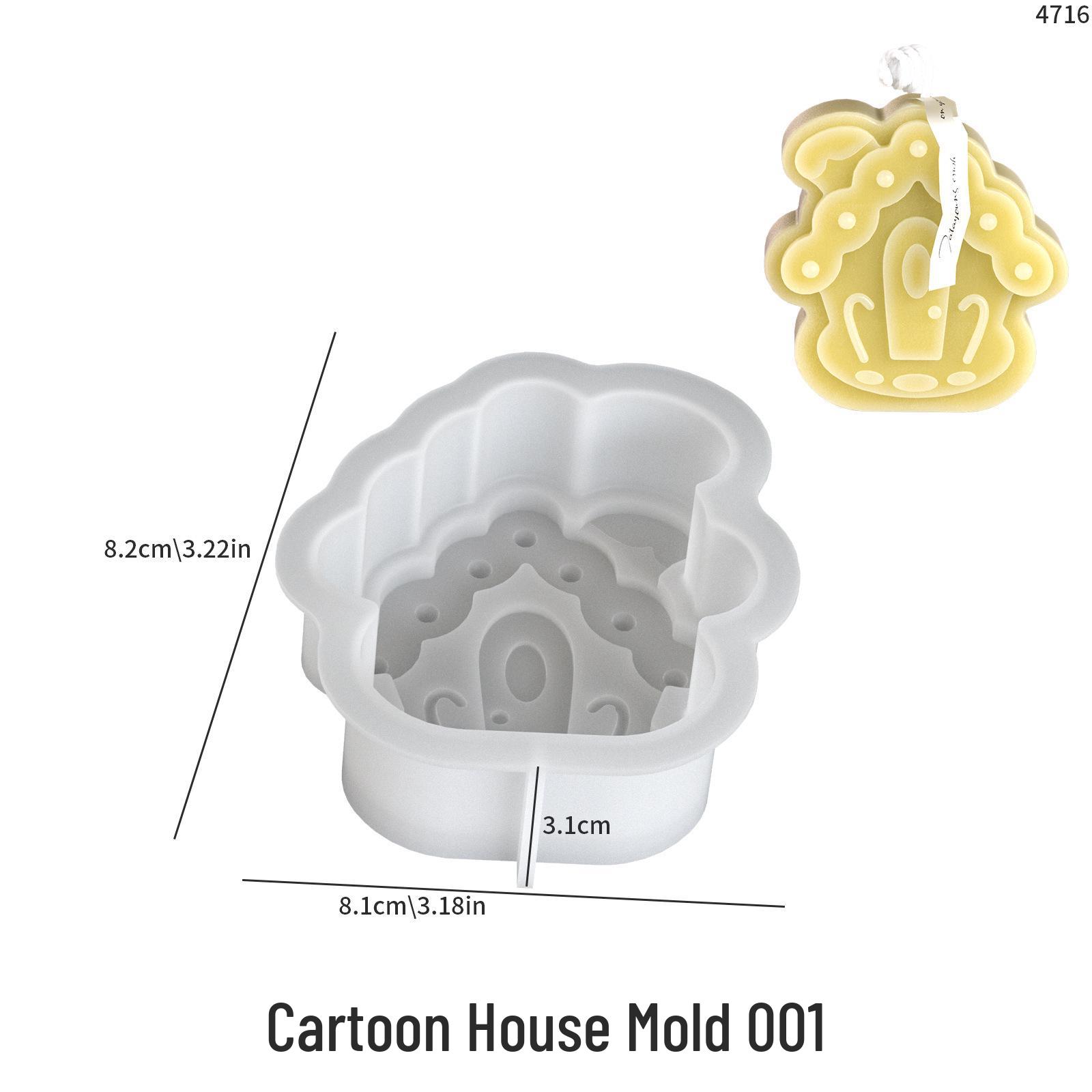 Poppy Q Cartoon House Candle & Aroma Stone Silicone Mold for DIY Decorations