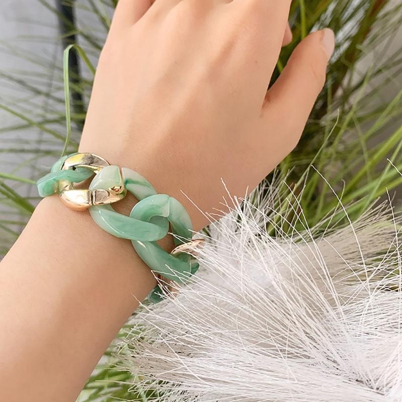 Two Tone Handchain Candy Color Resin Bangle Fashion Bracelet Jewelry Mother Day Gift for Women Autumn Winter Accessory