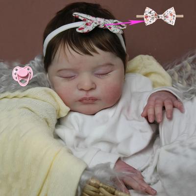 BZDOLL 50 CM Soft Vinyl Asleep Reborn Baby Art Doll Toy For Girl 20 Inch 3D Skin With Visible Veins Like Real Kid Bebe