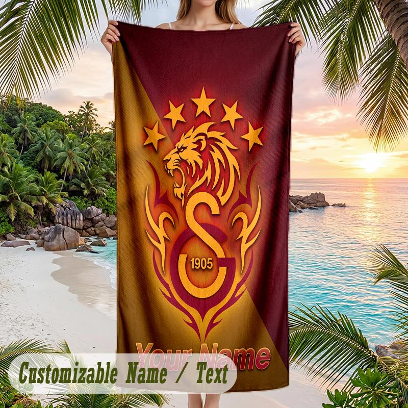 Beach Towel Galatasaray FC Print Custom Name Text Soft Towel for Swimming Pool