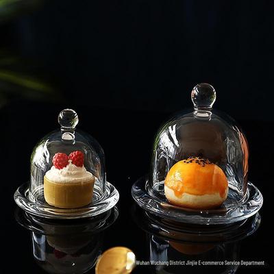 Lidded Lemon Glass Display Plate with Cover for Fruit and Dessert