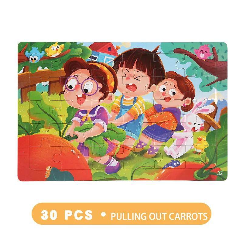30pz Puzzle in Legno Animali Cartoni Animati Dinosauro Traffico Escavatore Tangram Puzzle Montessori Giocattoli Educativi per Bambini Regalo per Bebè
