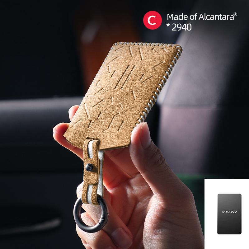 Interior Mouldings Alcantara For LYNK & CO 08 Car Key Case Suede Leather Keychain Auto Accessories Smart Remote Protector Card C