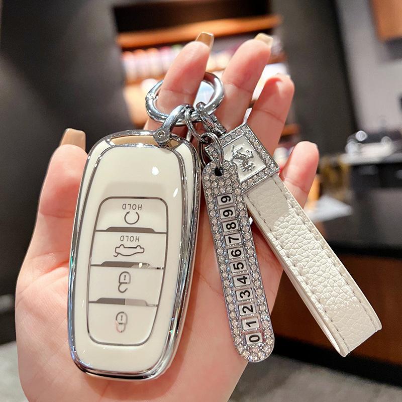 Suitable for Hongqi H5 Key Cover H7 HS5 HS7 New Energy EHS3 Car Leather Men's and Women's Keychain Case