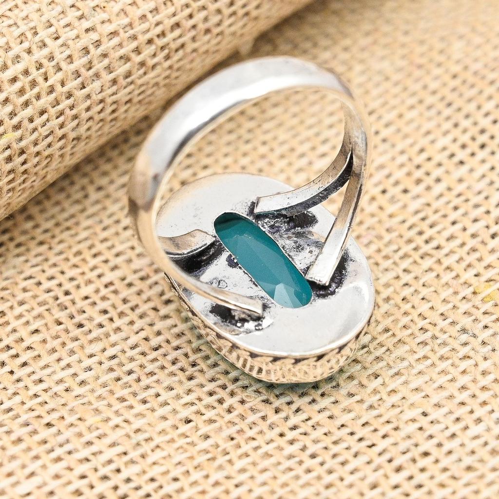Blue Chalcedony Gemstone Handmade 925 Sterling Silver Wedding Jewelry Ring