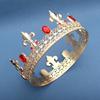 Luxury European and American Retro Baroque Style Crown Gold Gun Tip Shape Large Round Crown with Diamond Crystal Hair Accessorie