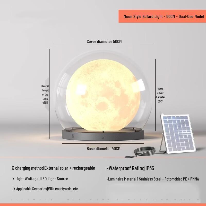 Солнечный светодиодный фонарь-столбик UOSU с пузырьками и луной
