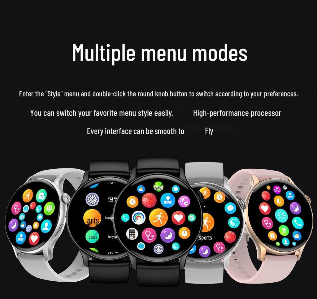 Ceas inteligent Bluetooth HK85, ecran AMOLED de 1,43", funcție Always-On, monitorizare oxigen/tensiune sanguină, urmărire multi-sport.