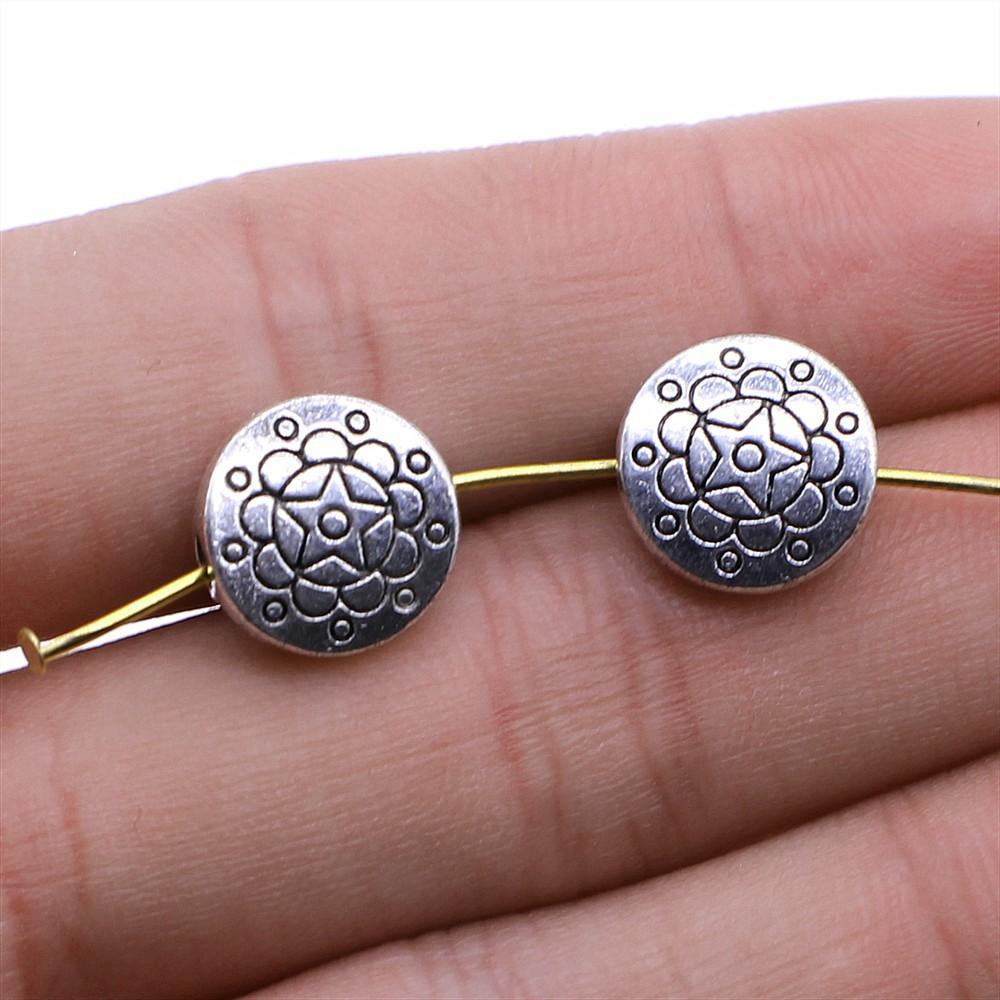 10pcs Metal Alloy Bead For Jewelry Making Antique Silver Color Carved Beads DIY Crafts Making Findings Handmade Tibetan Jewelry