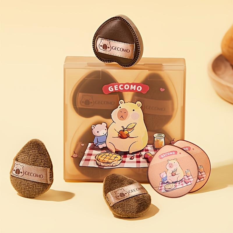 5/6PCS Capybara Powder puff Set Box Wet And Dry Use Mini Fingertip Powder Puff Soft Skin-friendly Flocking Air Cushion