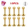 10PCS F136 Ttianium Piercing Labret Lip Stud Ring CZ 16G Internal Thread Stud Earring Ear Tragus Cartilage Helix Daith Jewelry