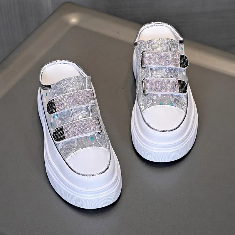 Fashion 2025 New style Lazy People's Inside Tall Half Slippers Summer Thick Bottom Baotou Sandals Wearing Fashion Slippers Outside Women