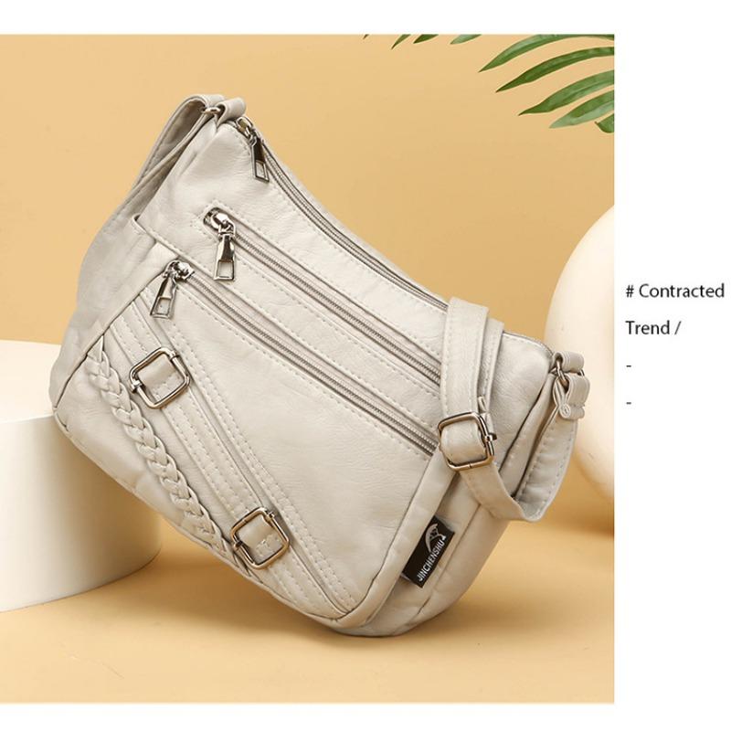 Soft Leather Multi Compartment Shoulder Crossbody Bag for Women