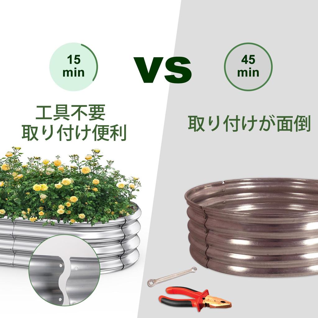 DEWEL Raised Garden Galvanized Metal Planter Outdoor Garden Bed for and Flowers Bed, Box, Tool-Free Vegetables, Plants, (Silver, 120x60x28cm)