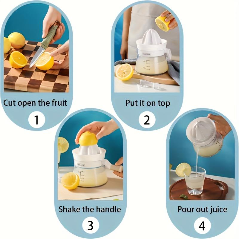 1 Manual Citrus Juicer with Built in Measuring Feature , Ergonomic Handheld Juicer for Oranges, Lemons, and Grapefruits, Durable ABS Material