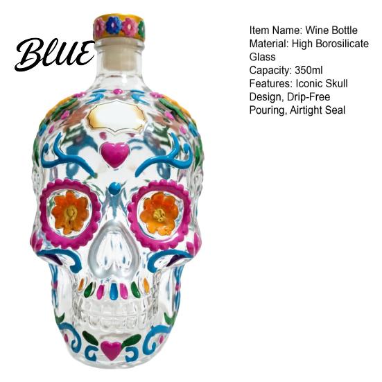 Skull Shaped Wine Bottle Shape Glass Whiskey Decanter 350ml Liquor with Stopper Home Bar Centerpiece 3D Gothic Decor Unique Gift for Men