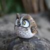 Vintage Handmade Miniature Wooden Owl Sculpture Statue Figurines Animal Desk Ornament for Home Decoration Gift Decorative Wood