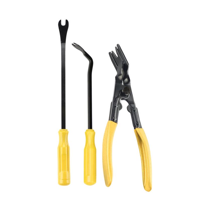 3-Piece Automotive Fastener and Rivet Removal Tool Set: 6-inch & 8-inch Screwdrivers, Pliers for Car Clip and Decorative Opening.
