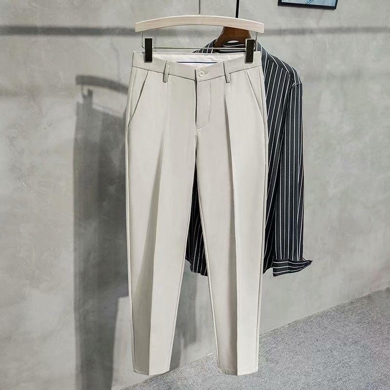 Non-ironing Pendant Slim-fitting Nine-point Trousers Men's Spring and Summer Business Small Trousers Casual Commuter Trousers Anti-wrinkle Suit Trous