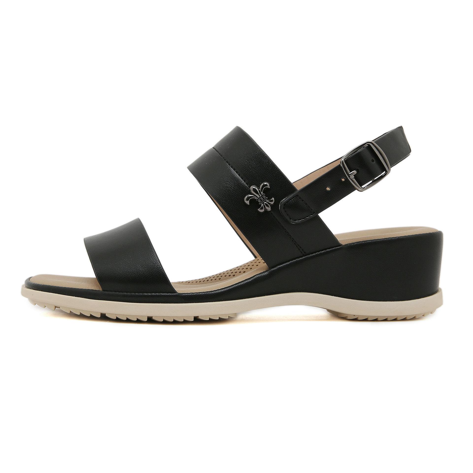 

Новые летние женские босоножки с пряжкой, повседневные пляжные, удобные босоножки на танкетке для отдыха на море 41 чёрный