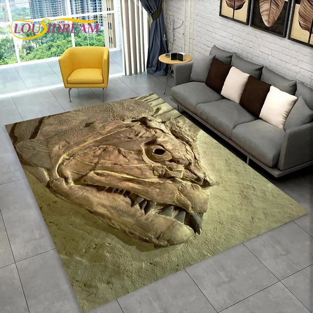3D Zvířecí Dinosauří Fosilní Série Oblastní Koberec, Kobercový Koberec pro Domácí Obývací Pokoj Ložnice Pohovka Vstupní Rohožka Kuchyňská Dekorace, Protiskluzová Podložka na Podlahu