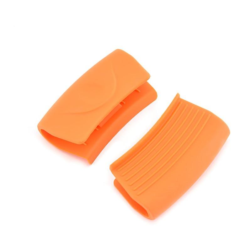 

1 Pair Silicone Insulated Pot Ear Clips Heat Resistant Grip for Kitchen Tools Pan Handle Cover оранжевый