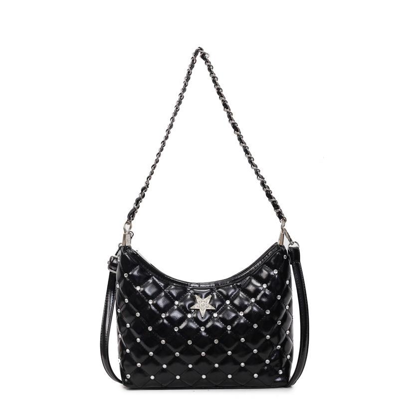 

Premium texture diamond-encrusted messenger bag women s new underarm bag versatile fashion shoulder bag чорний