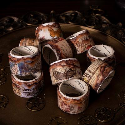 2.5 X 300cm Vintage Burned Mark Washi Tape Retro Burning Masking Tape for Collage Junk Journal Scrapbooking DIY