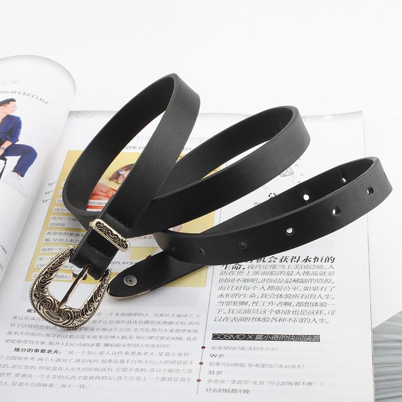 Fan Retro Style Thin Belt Women S Decoration Simple Belt Retro Trendy Carved Belt