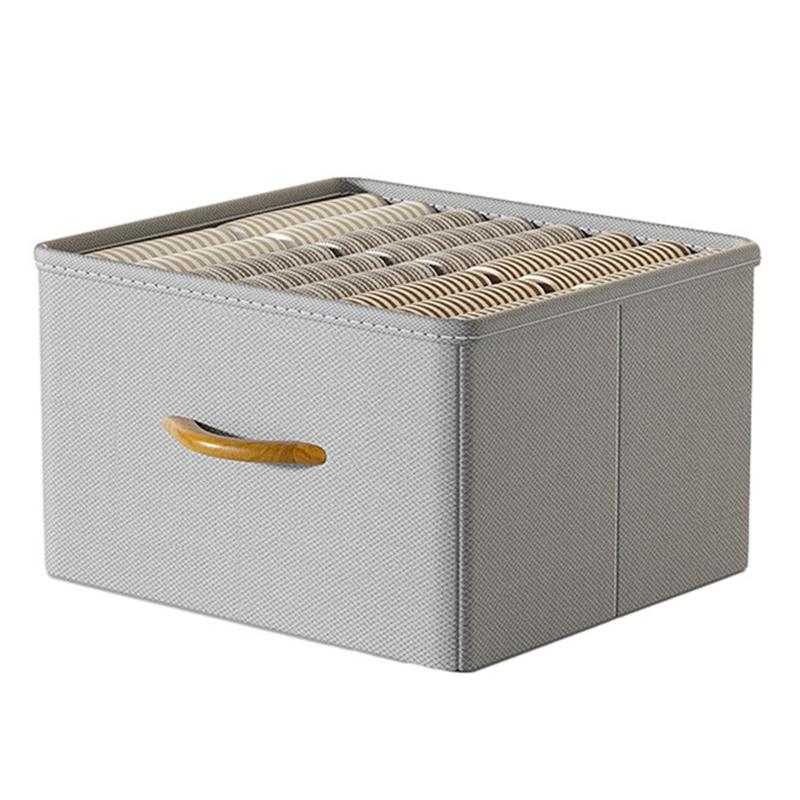 

42L Collapsible Washable Storage Box Imitation Linen Organizer for Clothes Bedding B