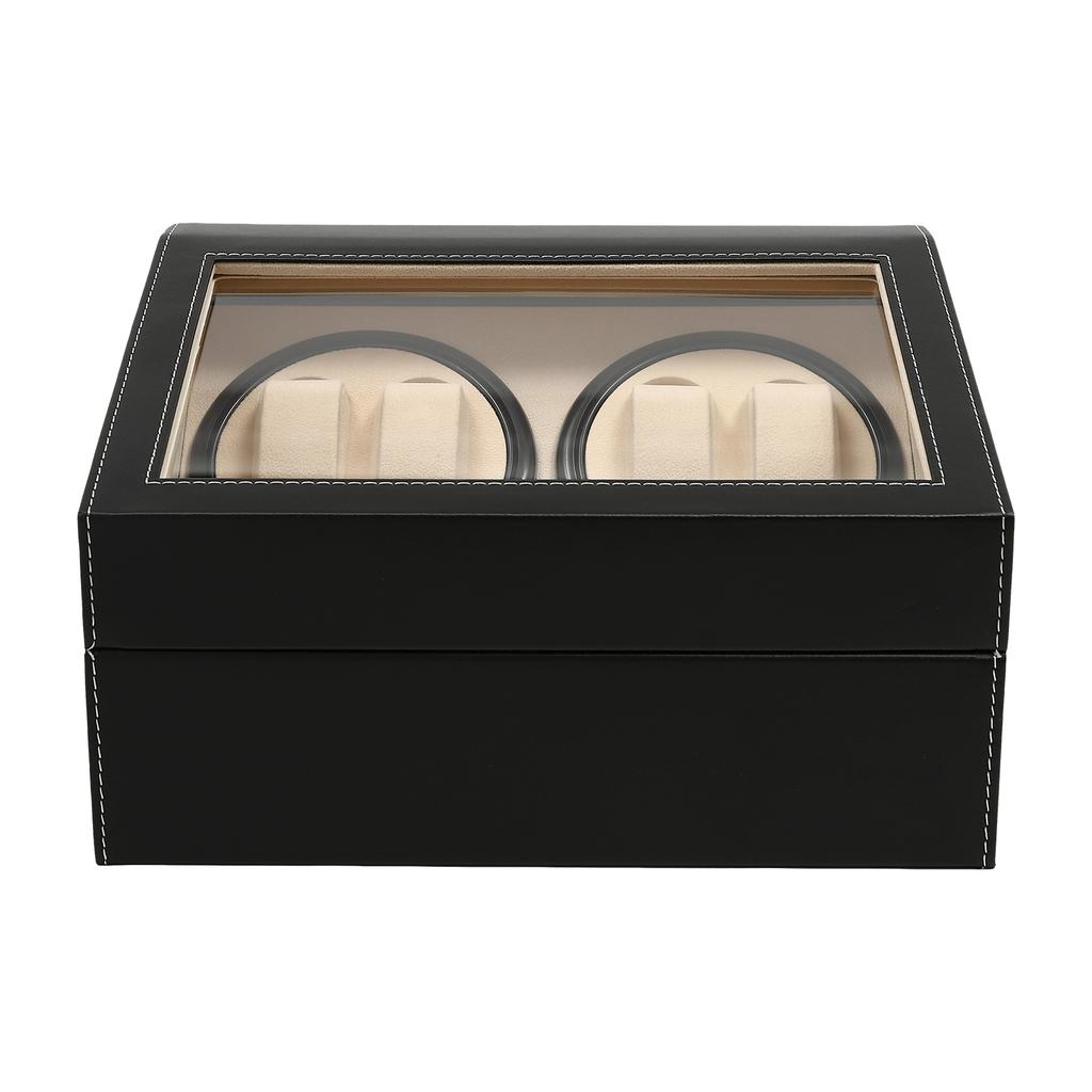 4+6 Luxury Automatic Rotation Watch Winder Leather Storage Case Display Box Gift Flexible Watch Pillow for Personal Use Khaki