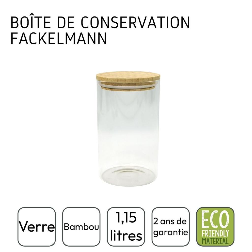 1.15L Glass Storage Box with Bamboo Lid Fackelmann Nature Ref. 684280