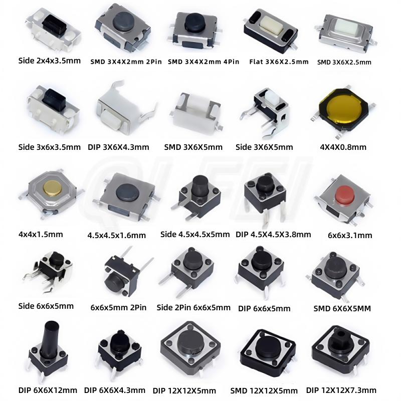20PCS Micro Tact Push Button Switch 2X4 3X4 3X6 4X4 4.5X4.5 6X6 12X12 DIP SMD Side 2*4 3*4*2.5mm Tactile Tact Key Buttons Switch