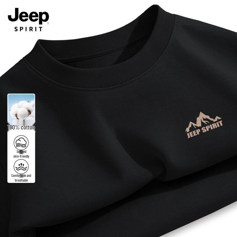 JEEP SPIRIT Men's Long Sleeve Round Neck Cotton T-Shirt